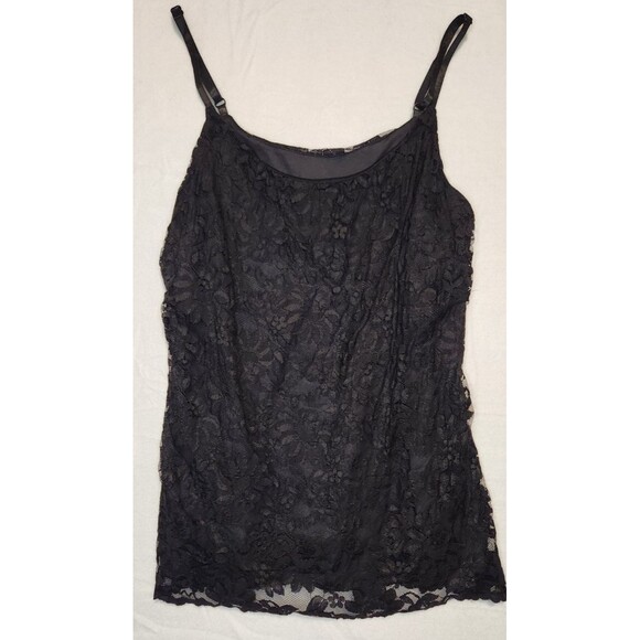 Black Sheer Lace Layered Tank Top Bobeau Size Large Dark Academia Gothic Y2k - Picture 1 of 9